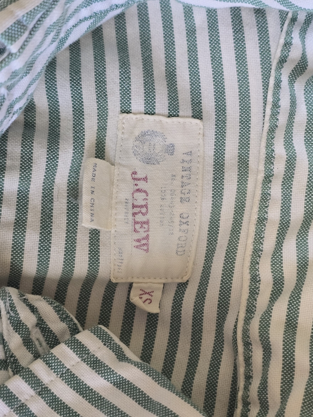 J. Crew Vintage Oxford Light Green and White Stripe Button-Down Shirt Sz XS - Picture 4 of 7